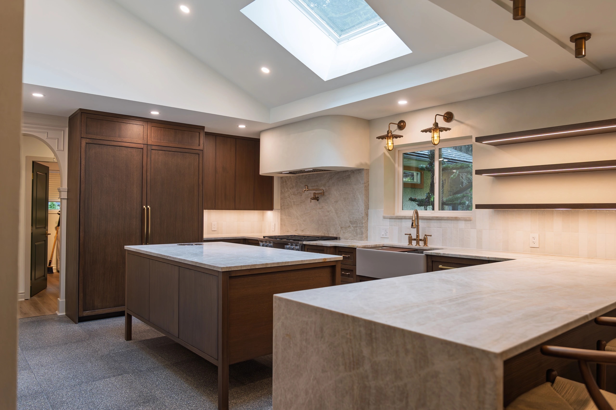 Walnut kitchen photographed for Arc & Oak Millwork