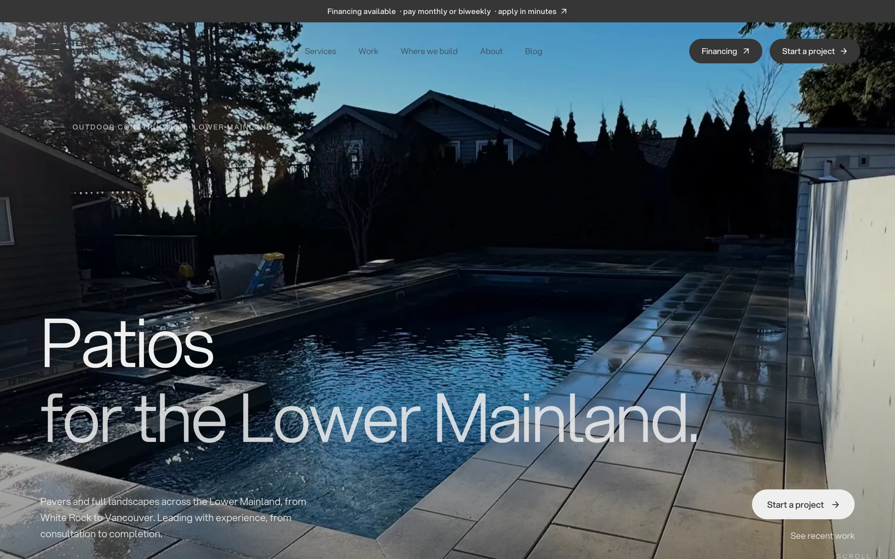 Atlas Pavers website homepage