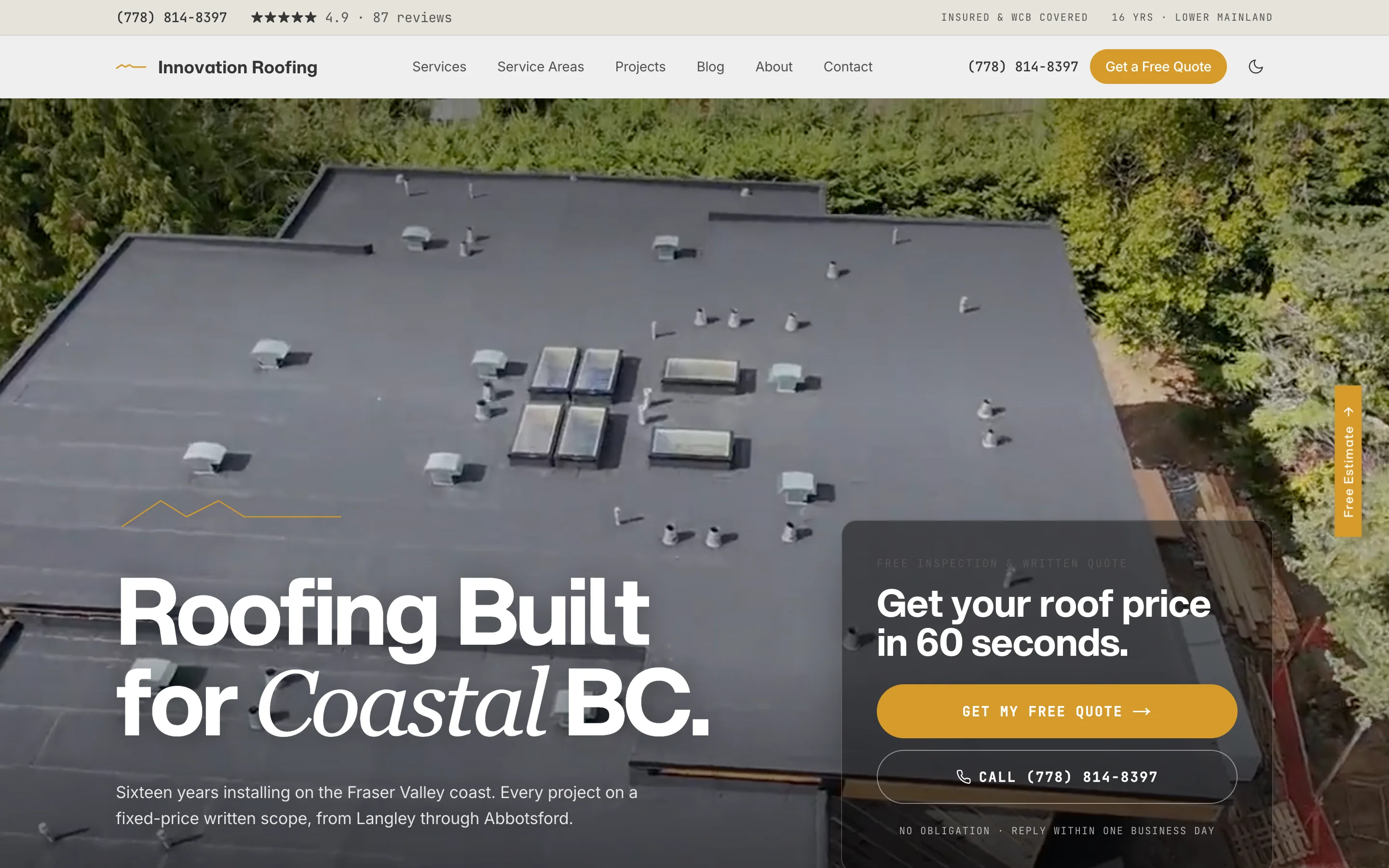 Innovation Roofing website